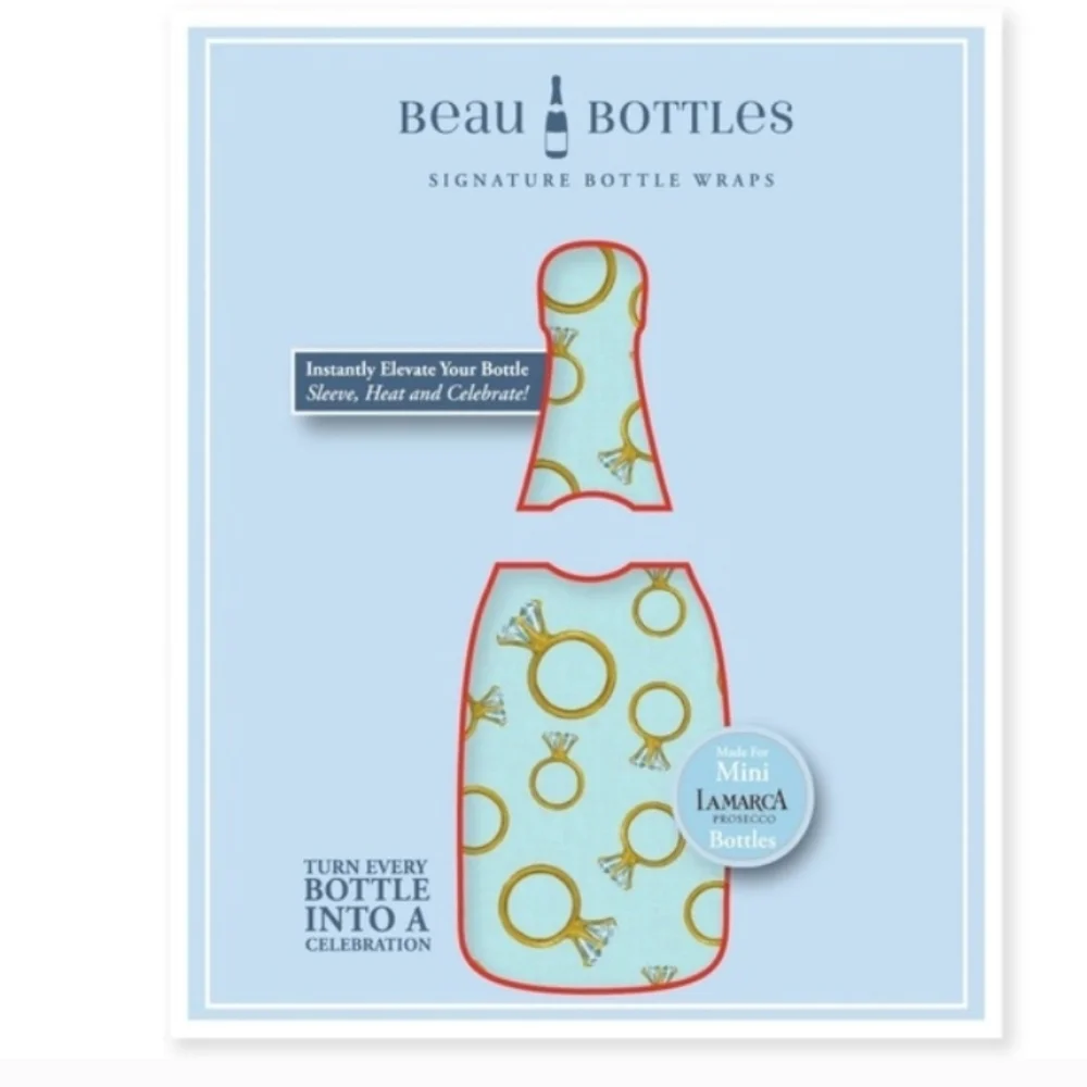 Beau Bottles Blue Engagement Ring -MINI Bottle Wrap/Cover 3 Per Pk. NWT